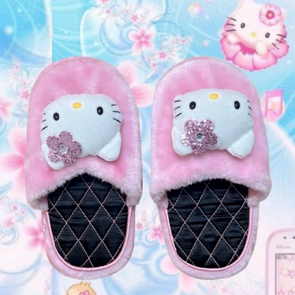 SANRIO VINTAGE HELLO KITTY PINK PLUSH SLIPPERS